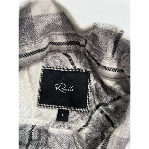 Rails Button Front Plaid Shirt in White Grey - Picture 2 of 3